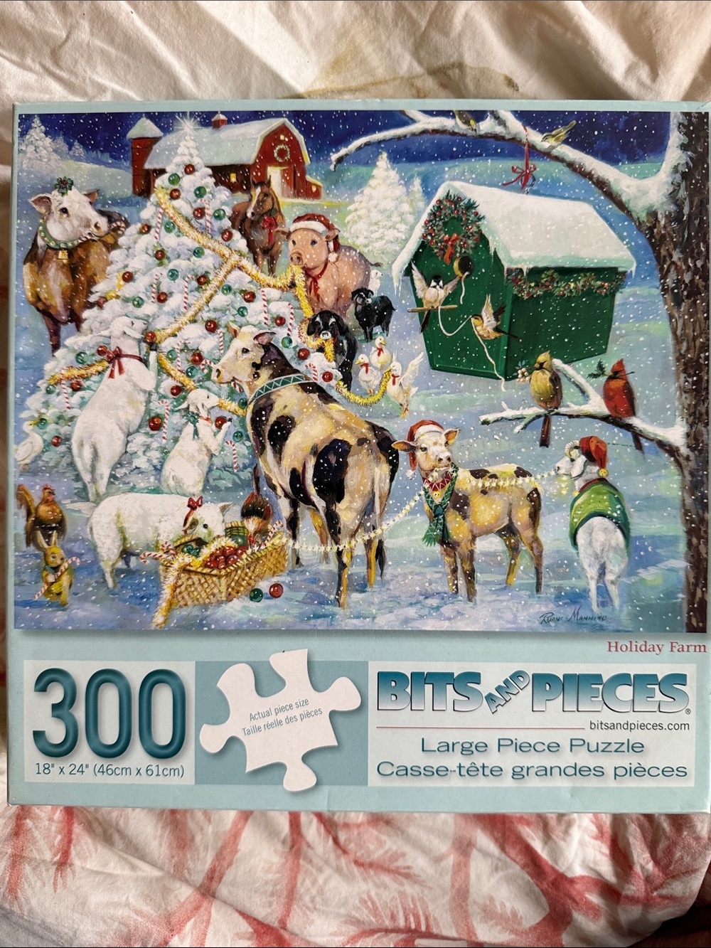 Bits and Pieces Holiday Farm 300-Piece Jigsaw Puzzle - White/Green